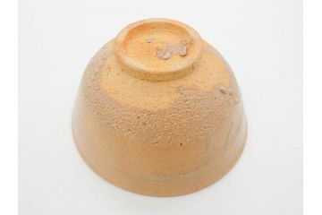 人間国宝　中里無庵(中里太郎右衛門)　唐津　宝珠　約15cm　4.9寸　和の味わいのある茶碗(抹茶碗、煎茶道具、茶道具、茶器、和食器、四寸九分、御物袋付き、外箱付き、共箱付き)(R-079746)