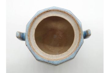 中里重利　鈞窯　水色の釉薬に魅せられる香炉(三玄窯、香爐、唐津焼、仏具、茶道具、落款印、共箱付き)(R-079747)