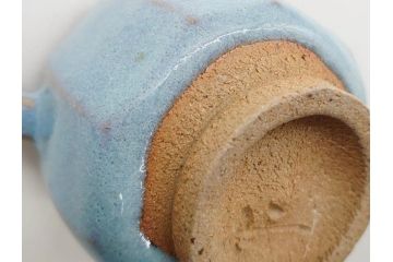 中里重利　鈞窯　水色の釉薬に魅せられる香炉(三玄窯、香爐、唐津焼、仏具、茶道具、落款印、共箱付き)(R-079747)