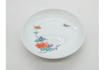 重要無形文化財　人間国宝　十三代 酒井田柿右衛門　有田焼　錦　牡丹文　約11cm　3.5寸　食卓に華やぎを添える小皿5枚セット(花、鳥、豆皿、手塩皿、和皿、和食器、共箱付き、裏印、花押、三寸五分)(R-079750)