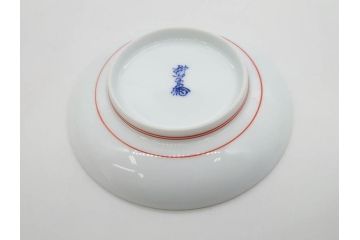 重要無形文化財　人間国宝　十三代 酒井田柿右衛門　有田焼　錦　牡丹文　約11cm　3.5寸　食卓に華やぎを添える小皿5枚セット(花、鳥、豆皿、手塩皿、和皿、和食器、共箱付き、裏印、花押、三寸五分)(R-079750)