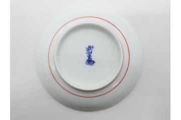 重要無形文化財　人間国宝　十三代 酒井田柿右衛門　有田焼　錦　牡丹文　約11cm　3.5寸　食卓に華やぎを添える小皿5枚セット(花、鳥、豆皿、手塩皿、和皿、和食器、共箱付き、裏印、花押、三寸五分)(R-079750)