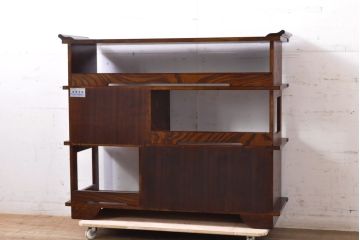 中古　岩谷堂箪笥　力強い杢目が上質な和を演出する北斗3号飾り棚(茶棚、収納棚、戸棚、サイドボード)(R-079753)
