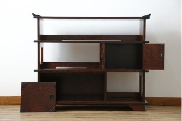 中古　岩谷堂箪笥　力強い杢目が上質な和を演出する北斗3号飾り棚(茶棚、収納棚、戸棚、サイドボード)(R-079753)