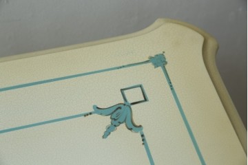 イタリアビンテージ　希少デザイン　華やかな装飾と可愛らしい色遣いが素敵なロココ調のデスク　(R-079754)