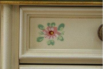 イタリアビンテージ　希少デザイン　華やかな装飾と可愛らしい色遣いが素敵なロココ調のデスク　(R-079754)