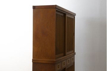 中古　民芸家具　ナラ材　和光　北樹　150N　上質な和の空間づくりにおすすめの水屋箪笥(食器棚、カップボード、戸棚、収納棚、キャビネット)(R-079756)
