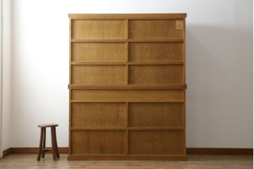 中古　民芸家具　ナラ材　和光　北樹　150N　上質な和の空間づくりにおすすめの水屋箪笥(食器棚、カップボード、戸棚、収納棚、キャビネット)(R-079756)