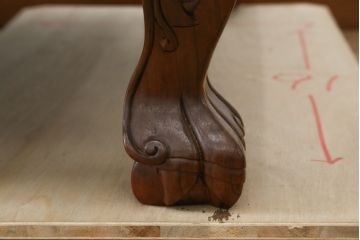 和製ビンテージ　見事な花鳥図と龍の総彫りが目を引くガラス天板付き座卓(ローテーブル、センターテーブル、リビングテーブル、ヴィンテージ)(R-079759)