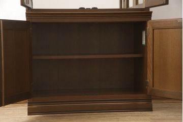 中古　maruni(マルニ木工)　地中海ロイヤル　照明と鏡付きで素敵なディスプレイが叶う飾棚80(キュリオケース、キャビネット、食器棚、カップボード、飾り棚、戸棚、収納棚)(定価約60万円)(R-079760)