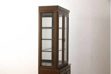 中古　maruni(マルニ木工)　地中海ロイヤル　照明と鏡付きで素敵なディスプレイが叶う飾棚80(キュリオケース、キャビネット、食器棚、カップボード、飾り棚、戸棚、収納棚)(定価約60万円)(R-079760)