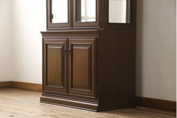 中古　maruni(マルニ木工)　地中海ロイヤル　照明と鏡付きで素敵なディスプレイが叶う飾棚80(キュリオケース、キャビネット、食器棚、カップボード、飾り棚、戸棚、収納棚)(定価約60万円)(R-079760)