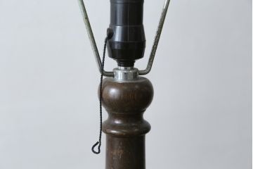 和製ビンテージ　大正ロマン　無垢材　挽き物脚とプリーツシェードが素敵なフロアスタンド(フロアランプ、スタンド照明、シェードライト、布シェード、ヴィンテージ)(R-079766)
