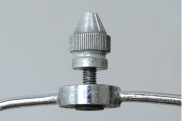 和製ヴィンテージ　大正ロマン　無垢材　挽き物脚とプリーツシェードが素敵なフロアスタンド　(R-079766)