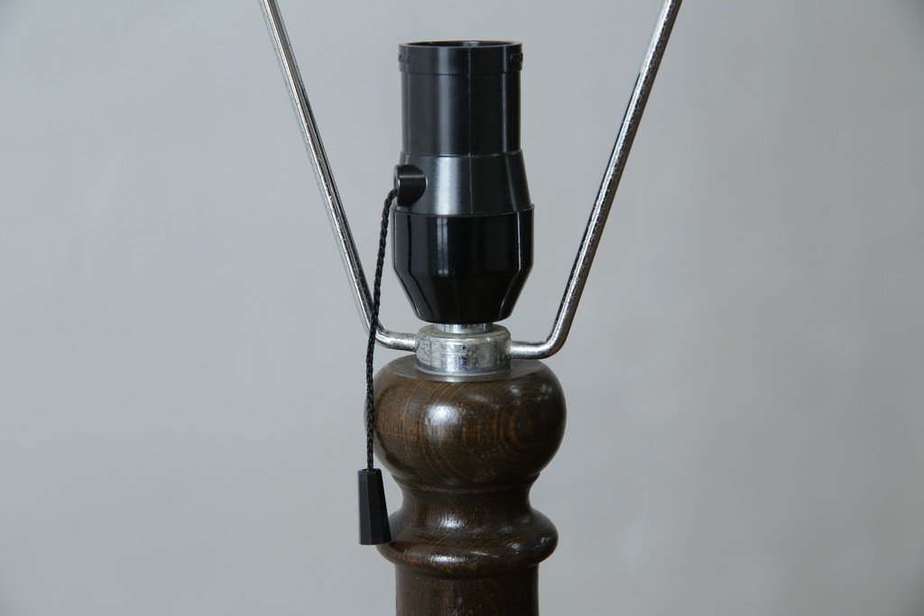 和製ヴィンテージ　大正ロマン　無垢材　挽き物脚とプリーツシェードが素敵なフロアスタンド　(R-079766)