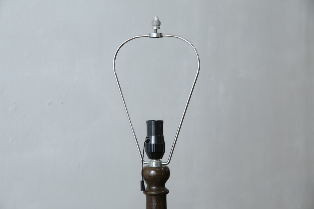 和製ヴィンテージ　大正ロマン　無垢材　挽き物脚とプリーツシェードが素敵なフロアスタンド　(R-079766)