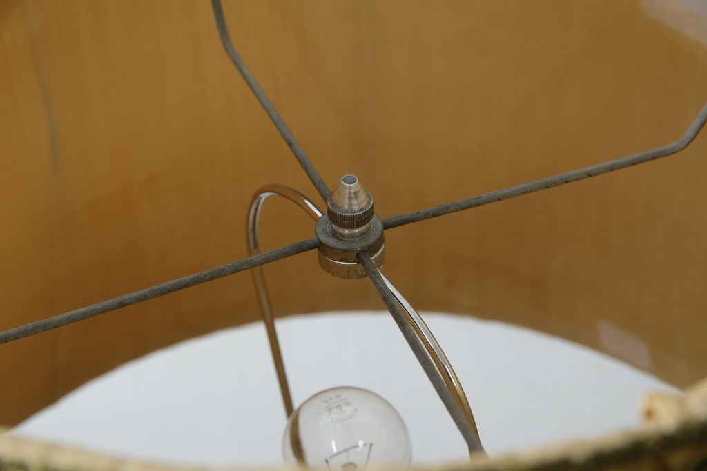 和製ヴィンテージ　大正ロマン　無垢材　挽き物脚とプリーツシェードが素敵なフロアスタンド　(R-079766)