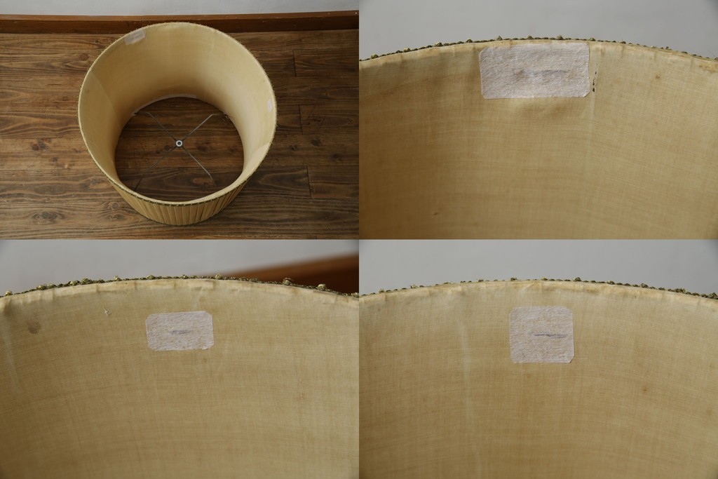 和製ヴィンテージ　大正ロマン　無垢材　挽き物脚とプリーツシェードが素敵なフロアスタンド　(R-079766)