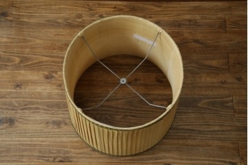 和製ヴィンテージ　大正ロマン　無垢材　挽き物脚とプリーツシェードが素敵なフロアスタンド　(R-079766)