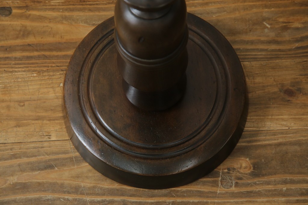 和製ヴィンテージ　大正ロマン　無垢材　挽き物脚とプリーツシェードが素敵なフロアスタンド　(R-079766)