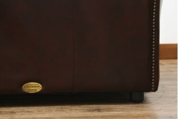 中古　イギリスハンドメイド　DISTINCTIVE CHESTERFIELDS(ディスティンクティブ・チェスターフィールド)　Blenheim(ブレナム)　Club Chair(クラブチェア)　本革(レザー)　主役級の存在感を放つ一人掛けソファ(1P、アームソファ、英国)(R-079768)
