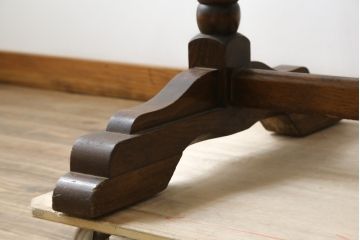 イギリスアンティーク　オーク材　クラシカルなバルボスレッグが目を引くドローリーフテーブル(ダイニングテーブル、エクステンションテーブル、2人掛け、4人掛け、6人掛け、食卓、作業台、ワークテーブル、英国)(R-079769)