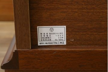 中古　美品　maruni(マルニ木工)　地中海シリーズ　引き出し4杯付き　照明と鏡付きで素敵なディスプレイが叶うサイドボード118(サイドキャビネット、飾り棚、収納棚、戸棚)(定価約29万円)(R-079770)
