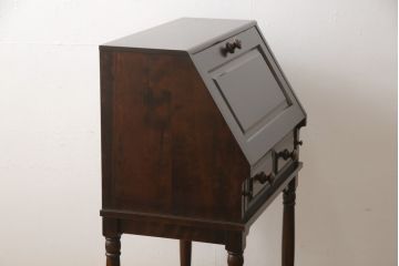 和製ビンテージ　北海道民芸家具　希少!　絶版品・レア品　クラシカルな雰囲気を盛り立てるライティングビューロー(簿記机、ワークデスク、在宅用、在宅ワーク用、ヴィンテージ)(R-079771)