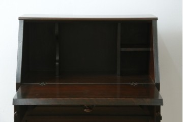 和製ヴィンテージ　希少な廃番品　レア!　北海道民芸家具　シックなデザインのライティングビューロー　(R-079771)