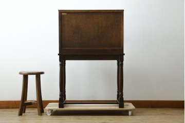 和製ヴィンテージ　希少な廃番品　レア!　北海道民芸家具　シックなデザインのライティングビューロー　(R-079771)