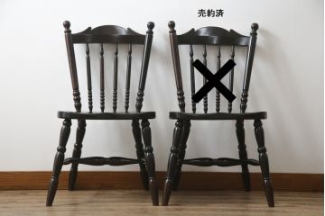 和製ビンテージ　松本民芸家具　#16型スピンドルチェア　ゆったりと座れるダイニングチェア(板座チェア、椅子、イス、ヴィンテージ)(定価約10万円)(R-079783)