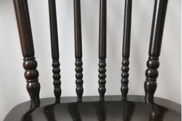 和製ビンテージ　松本民芸家具　#16型スピンドルチェア　ゆったりと座れるダイニングチェア(板座チェア、椅子、イス、ヴィンテージ)(定価約10万円)(R-079783)