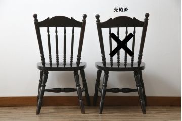 和製ビンテージ　松本民芸家具　#16型スピンドルチェア　ゆったりと座れるダイニングチェア(板座チェア、椅子、イス、ヴィンテージ)(定価約10万円)(R-079783)