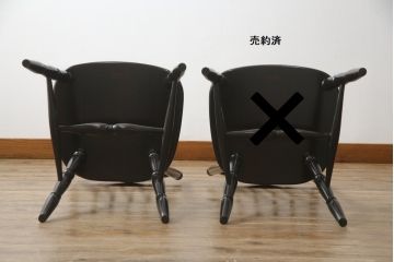 和製ビンテージ　松本民芸家具　#16型スピンドルチェア　ゆったりと座れるダイニングチェア(板座チェア、椅子、イス、ヴィンテージ)(定価約10万円)(R-079783)