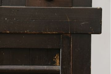 和製アンティーク　京都産　透かしの意匠がお洒落な和の趣溢れる三尺水屋箪笥(食器棚、収納棚、戸棚、キャビネット、重ね箪笥、店舗什器)(R-079784)