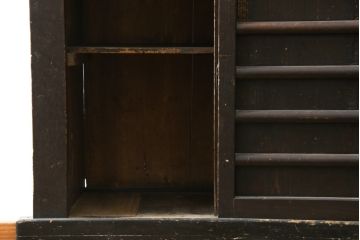 和製アンティーク　京都産　横桟引き戸が和モダンな雰囲気を高める三尺水屋箪笥サイドボード(食器棚、収納棚、戸棚、キャビネット、店舗什器)(R-079786)