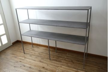 中古　ヨーロッパ　ブランド家具　特注　オーダー品!!　美しいシルエットのアイアンラック(オープンラック、シェルフ、店舗什器、飾り棚、陳列棚)(製作費約30万円)(R-079792)