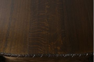 イギリスアンティーク　高級品!!　特注品!!　重厚!!バルボスレッグが珍しい大きなエクステンションテーブル(ダイニングテーブル、ドローリーフテーブル、食卓、4人掛け、6人掛け、英国)(R-079796)