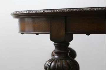 イギリスアンティーク　高級品!!　特注品!!　重厚!!バルボスレッグが珍しい大きなエクステンションテーブル(ダイニングテーブル、ドローリーフテーブル、食卓、4人掛け、6人掛け、英国)(R-079796)