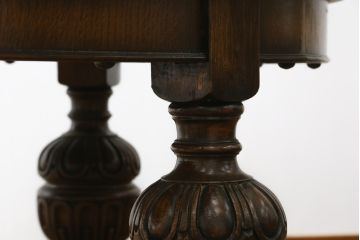 イギリスアンティーク　高級品!!　特注品!!　重厚!!バルボスレッグが珍しい大きなエクステンションテーブル(ダイニングテーブル、ドローリーフテーブル、食卓、4人掛け、6人掛け、英国)(R-079796)