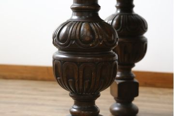 イギリスアンティーク　高級品!!　特注品!!　重厚!!バルボスレッグが珍しい大きなエクステンションテーブル(ダイニングテーブル、ドローリーフテーブル、食卓、4人掛け、6人掛け、英国)(R-079796)