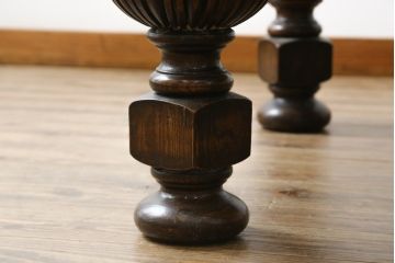 イギリスアンティーク　高級品!!　特注品!!　重厚!!バルボスレッグが珍しい大きなエクステンションテーブル(ダイニングテーブル、ドローリーフテーブル、食卓、4人掛け、6人掛け、英国)(R-079796)