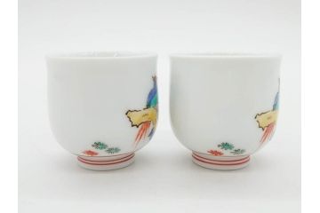 重要無形文化財　人間国宝　十三代 酒井田柿右衛門　有田焼　錦　菊鳥文　佳宴を盛り上げる酒器セット(とっくり、徳利、おちょこ、御猪口、ぐい呑み、和食器、共箱付き、裏印、花押)(R-079800)
