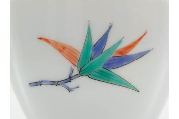 重要無形文化財　人間国宝　十三代 酒井田柿右衛門　有田焼　錦　笹文　約9cm　3寸　落ち着いた佇まいの中付5客セット(深皿、取鉢、小鉢、豆鉢、和食器、共箱付き、裏印、花押、三寸)(R-079801)