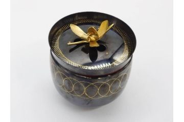 彫金家 信田洋　K20(20金)　赤銅　金象嵌　高い品格を感じる香炉(香爐、仏具、茶道具、裏印、共箱付き)(R-079808)