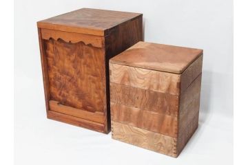 大正〜昭和初期　欅(ケヤキ)材　木の温もりを感じる四段重(四段重箱、お重、外箱付き)(R-079809)