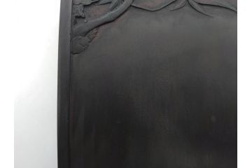 中国　唐物　書道具　鳳凰　細かな装飾が魅力の硯(漢詩、彫刻、鳥)(R-079814)