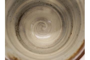 人間国宝　島岡達三　益子焼　象嵌　夫婦　独創的なデザインが見事な湯呑み3客セット(湯のみ、ぐい呑み、杯、和食器、共箱付き)(R-079816)