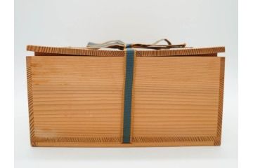 中里重利　絵唐津　約22cm　7.3寸　優美なフォルムが目を引く鉢(唐津焼、鳥、植物、深皿、和皿、中皿、変形皿、和食器、裏印、共箱付き、七寸三分)(R-079817)
