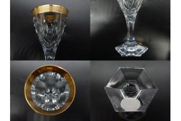 チェコ　Moser　モーゼル　テーブルセット　煌びやかな輝きを放つミ二チュアグラス12客セット(ワイングラス、12種、金彩、コレクション、Table set、MINIATURE、グラス、硝子、ケース付き)(R-079819)